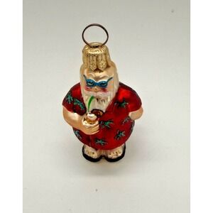 Christopher Radko Beach Comber Santa Glass Bauble Ornament Small Christmas